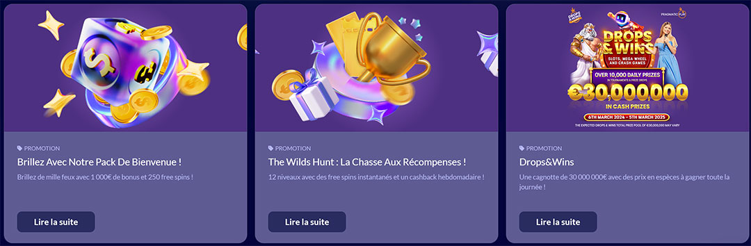 promotions du casino shiny wilds